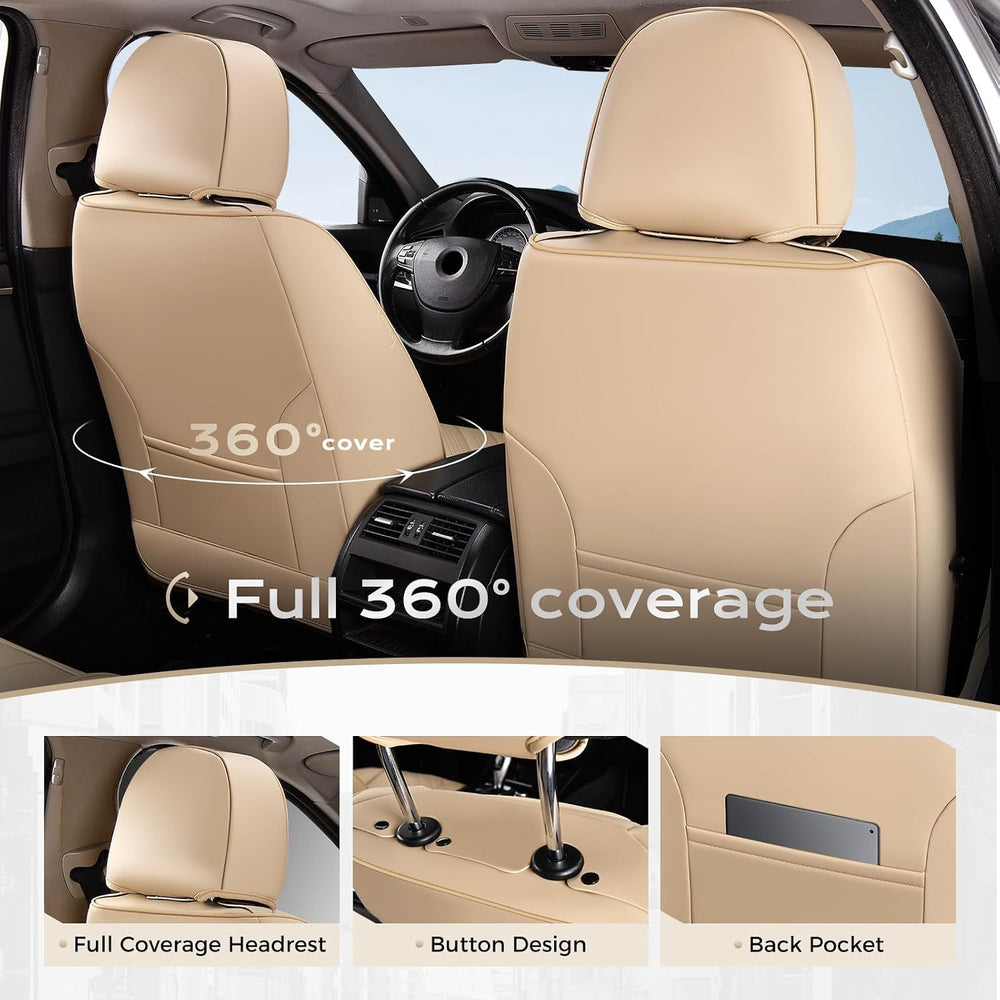 Coverado Car Seat Cover Full Set, Front and Rear Seat Cover for Car, Leather ...