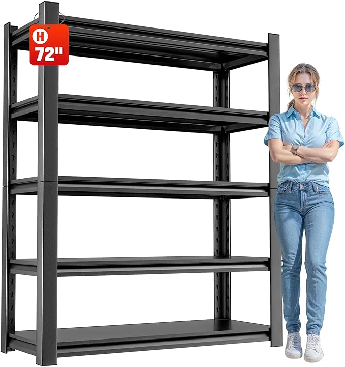 5 Tier Heavy Duty Metal Shelving Unit, Industrial Storage Shelf