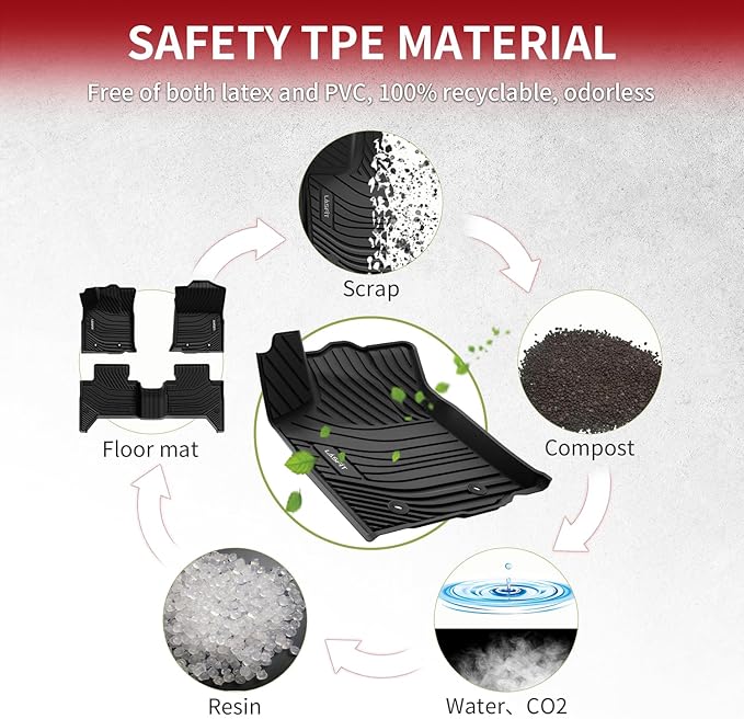 LASFIT Floor Mats for Toyota Tacoma 2016-2023 Double Cab All Weather Custom Fit