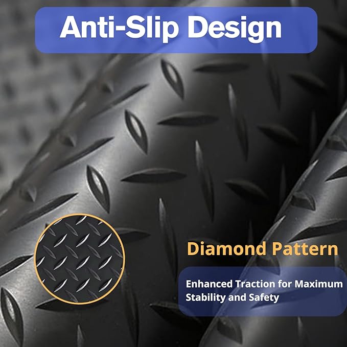 4X6 FT Garage Floor Mat, 2.5 Inch Thickened Diamond Plate Flooring Roll