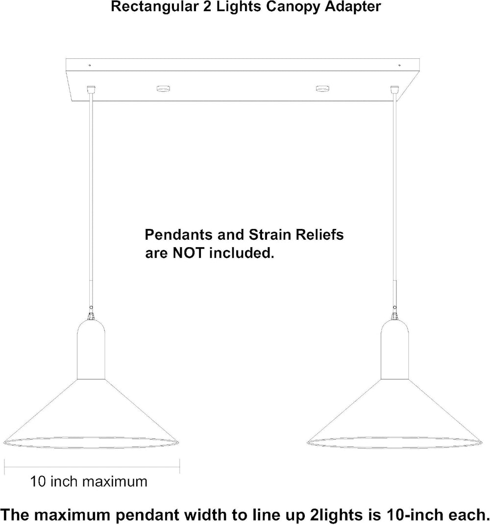 Two Pendant Light Linear Canopy Accessory Light Kit, 14 inch Flush Mount Clus...