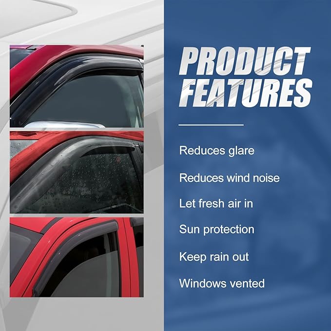 Auto Dynasty 4Pcs Carbon Fiber Pattern Window Visors Compatible