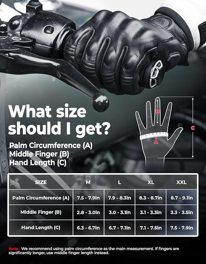 KEMIMOTO Motorcycle Leather Gloves, Sheepskin Protective Gloves