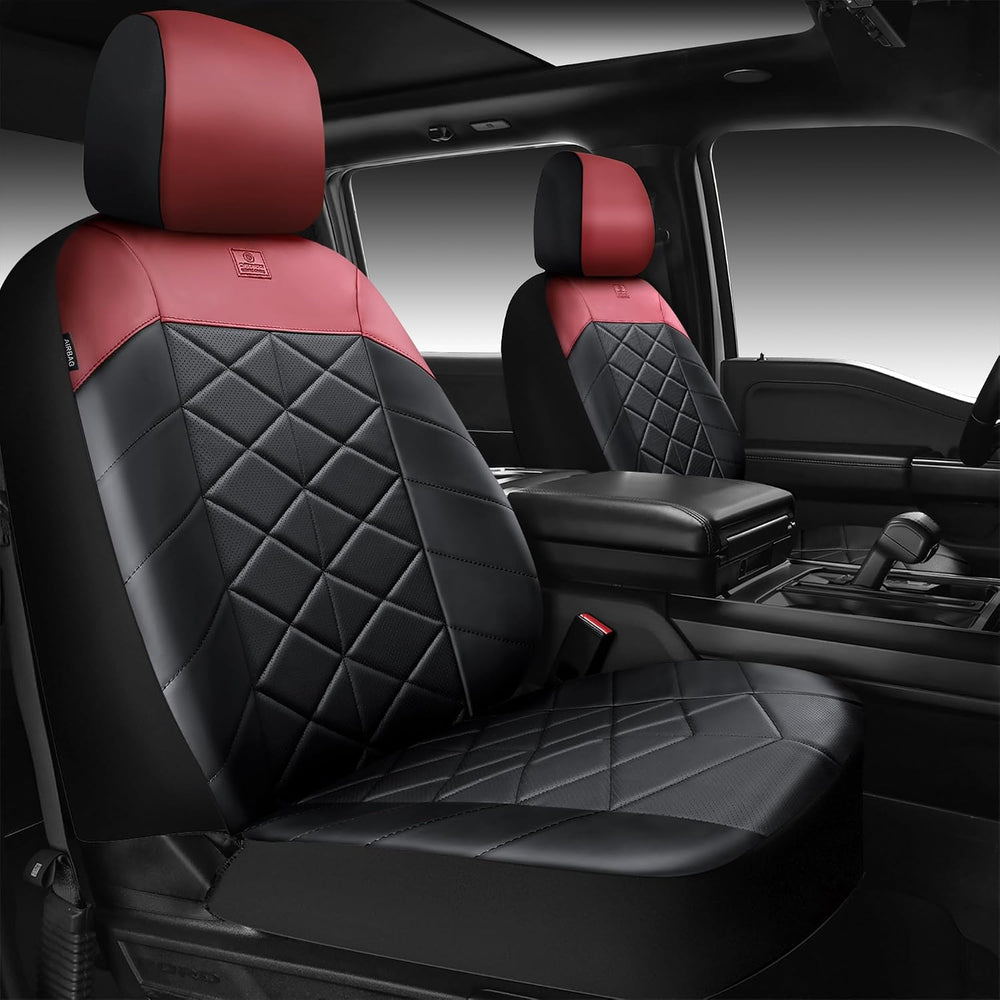 CAR PASS Luxury Memory Foam Leather Seat Covers Full Set, Breathable Perforat...