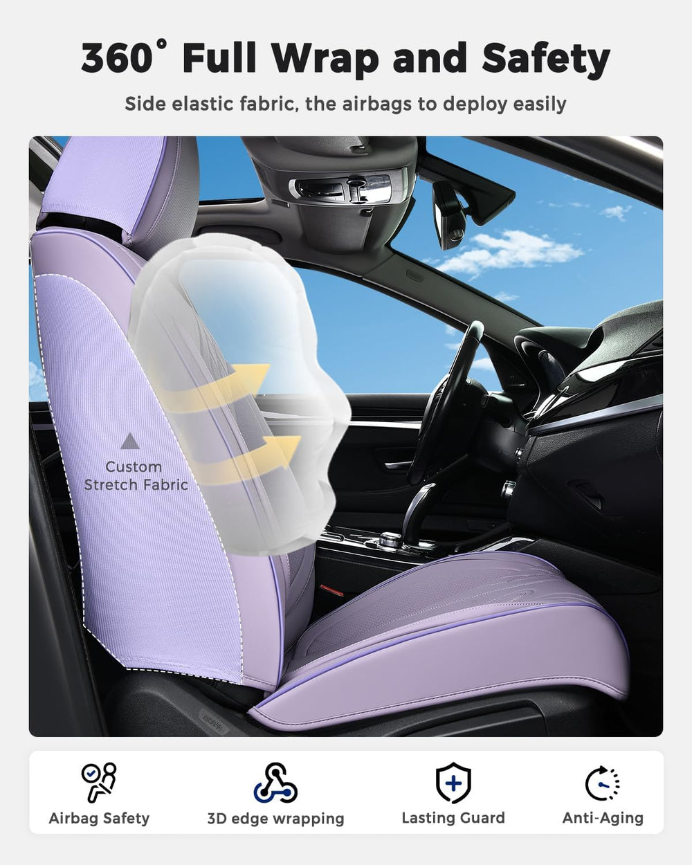 Huidasource Seat Covers Full Set, Universal Fit for Most Cars SUVs Trucks