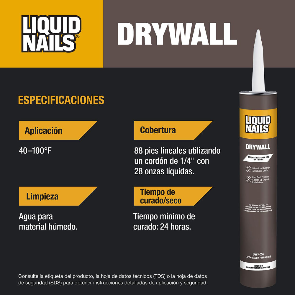 Liquid Nails Drywall 28 oz. Off-White Interior Construction Adhesive Low VOC,...