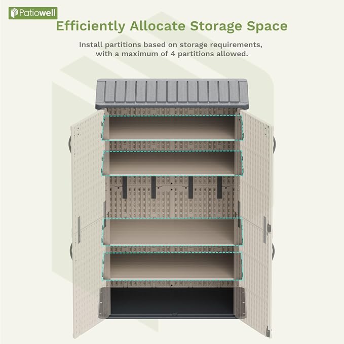 Patiowell 50 cu.ft Plastic Outdoor Storage Shed, Lockable Waterproof Resin