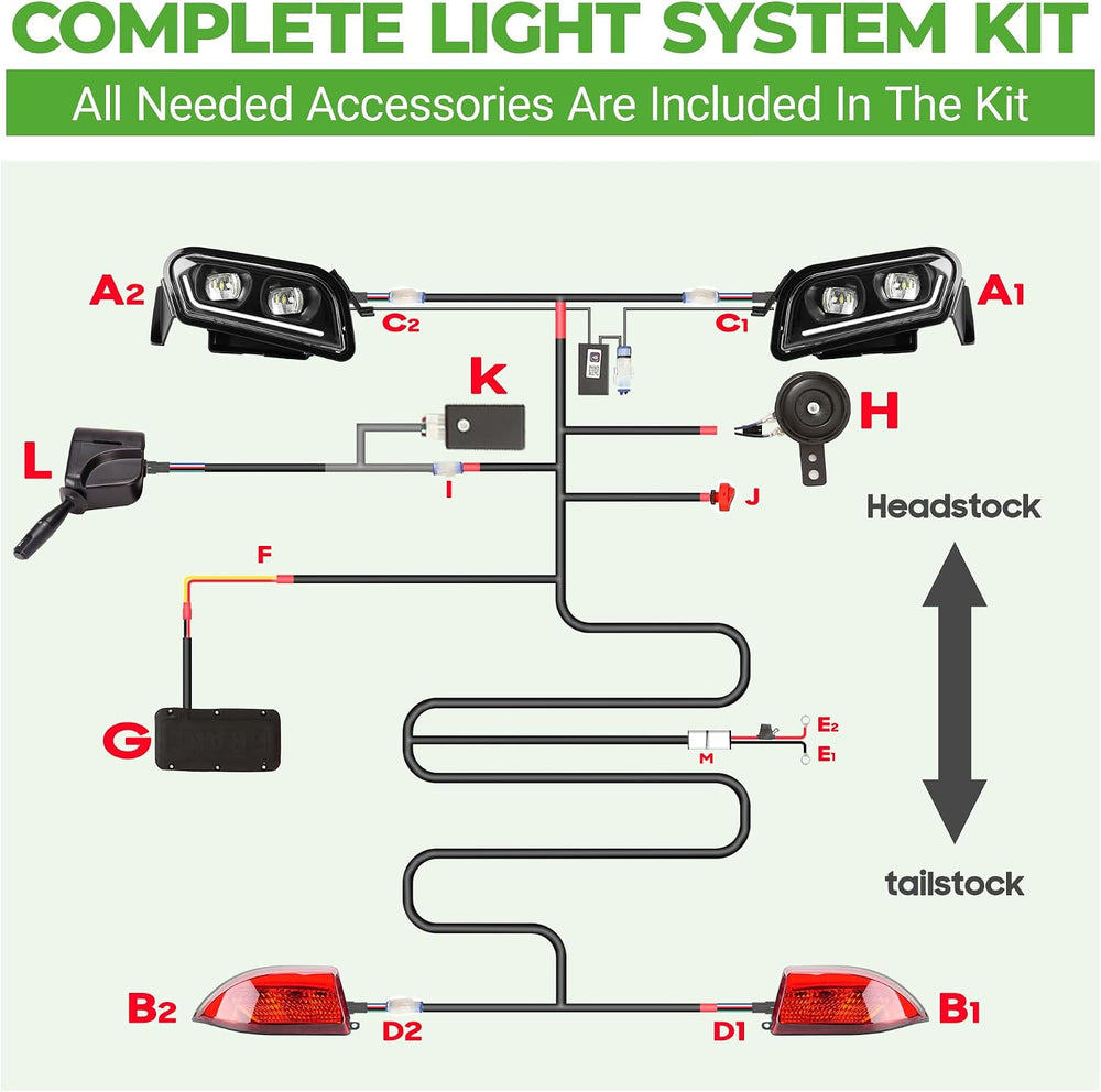 10L0L Golf Cart Light Kit for Club Car Tempo with Turn Signals 12V/36V/48V