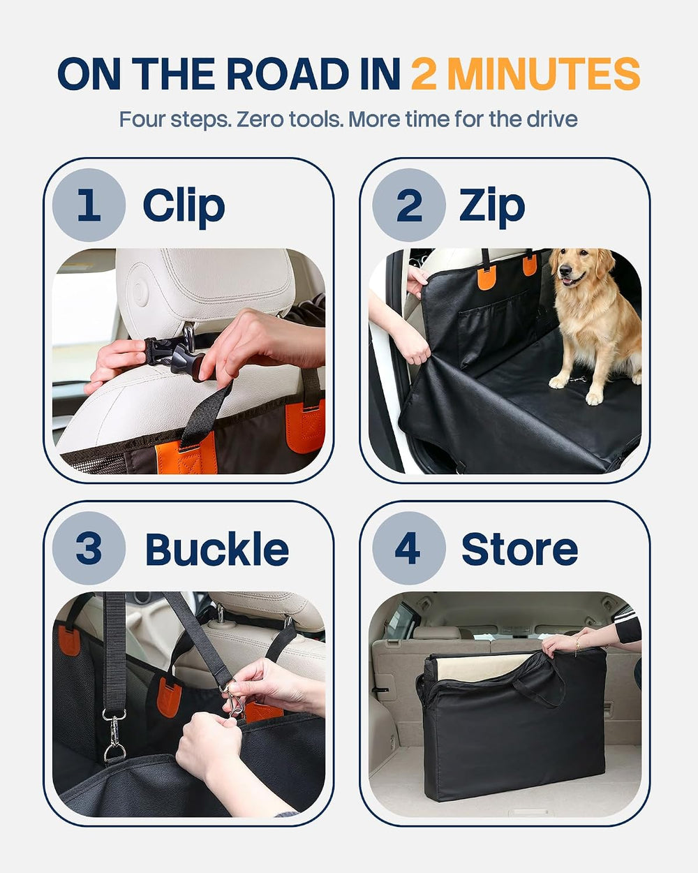 Dog Car Seat Cover for Back Seat, Hard Bottom Seat Extender for Dogs