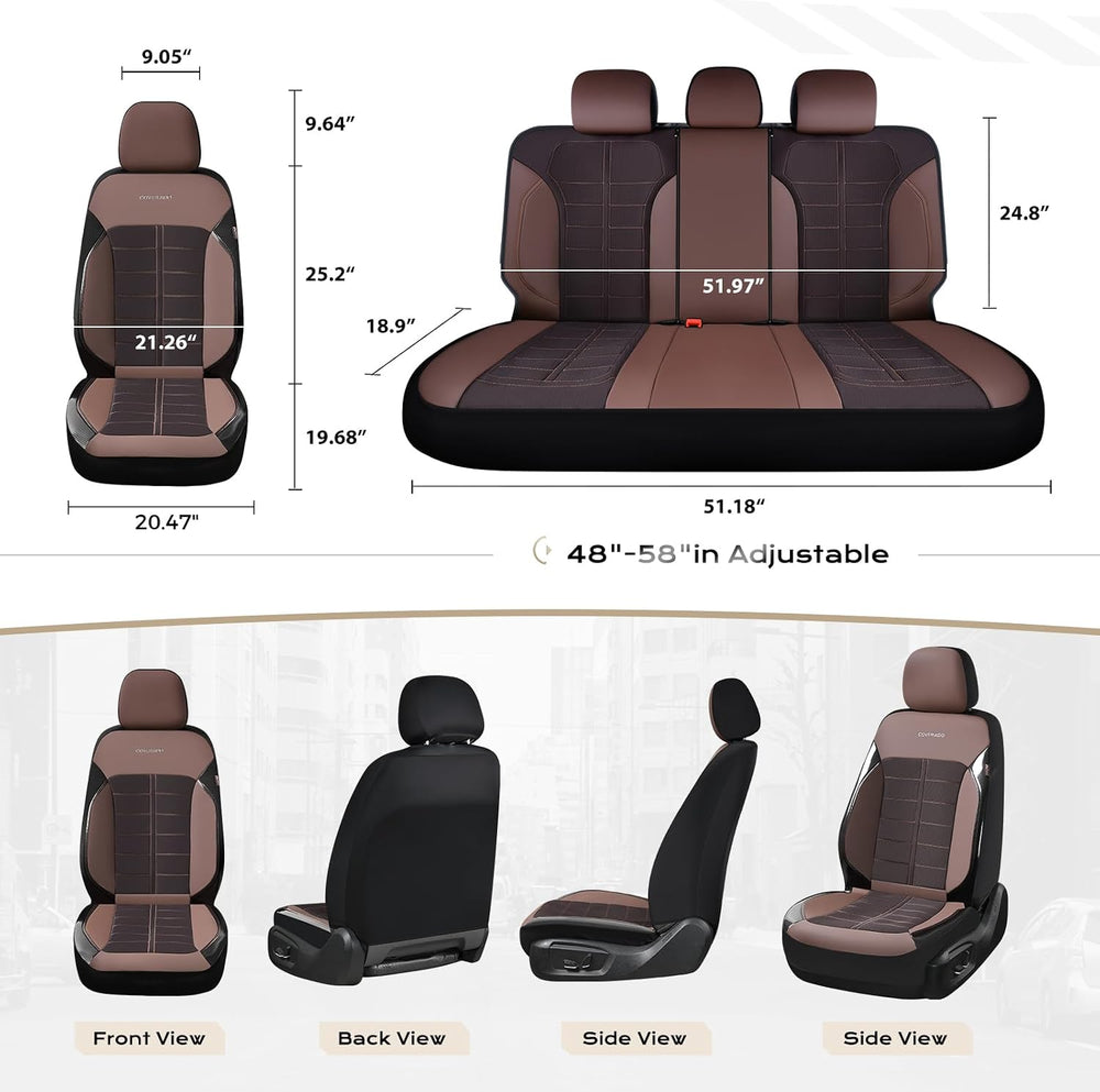 Coverado Leather and Air Mesh Seat Cover, Car Seat Cover Full Set, 3D Breatha...