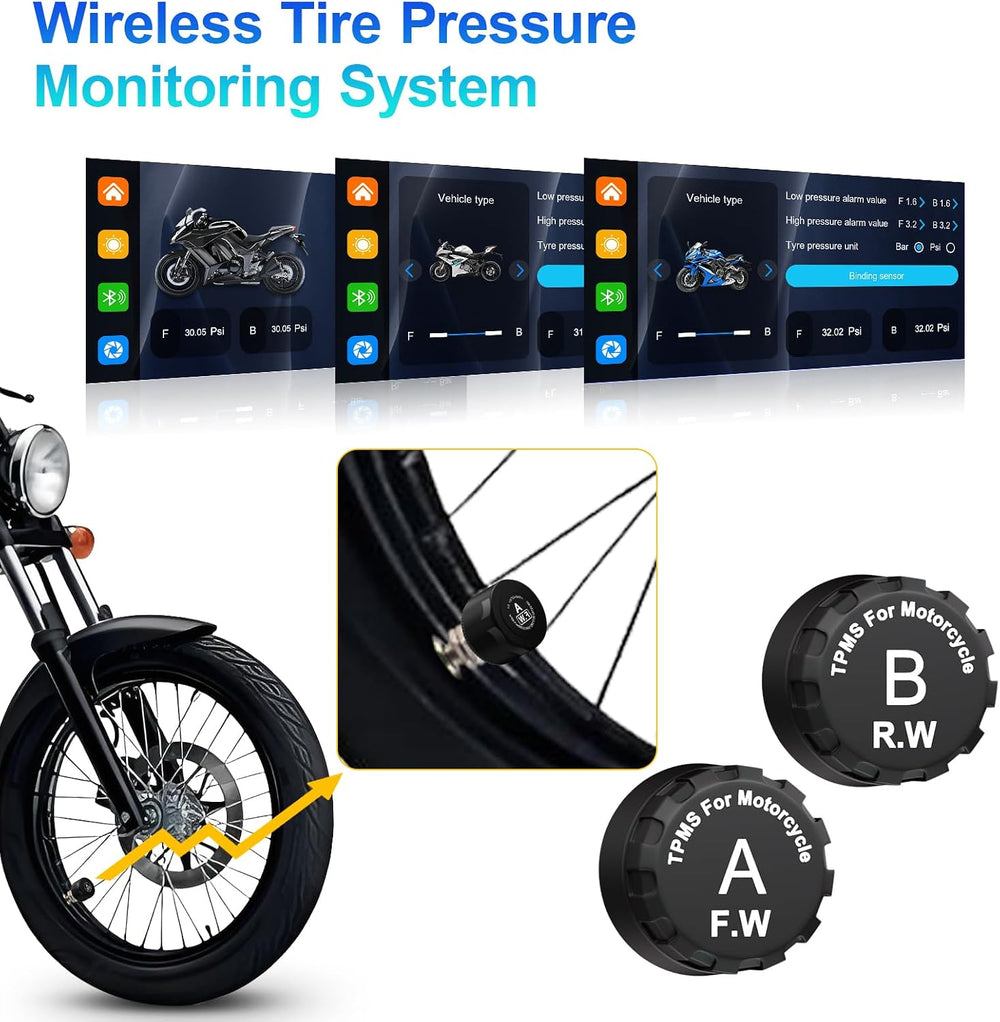 Motorcycle Carplay (Includes 128G SD Card) with Dual Cameras, TPMS, 5.5"...