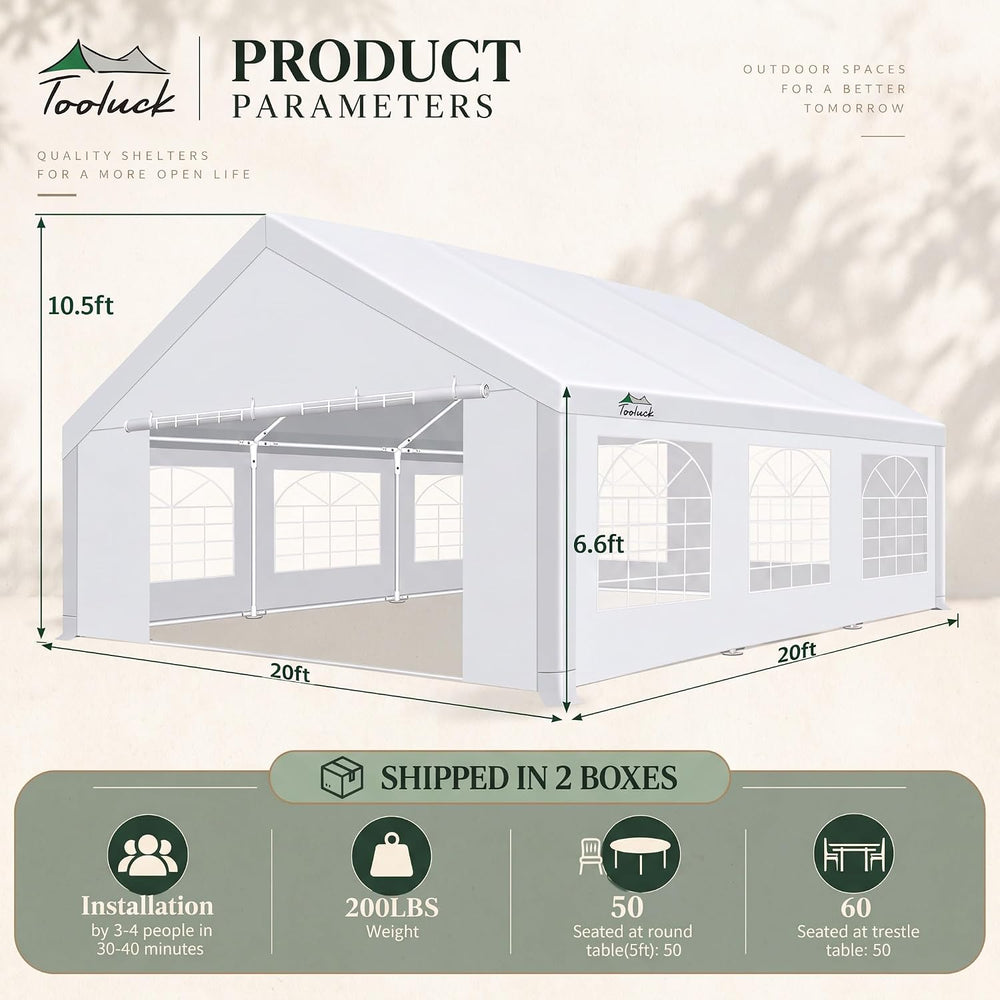 20x20ft Party Tent Heavy Duty for Parties Waterproof, Wedding and Event Canop...