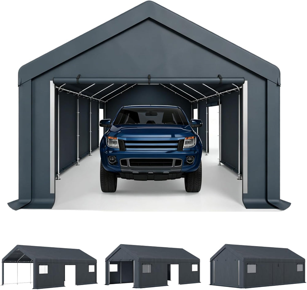 PHI VILLA 13x24ft Portable Garage Carport, Car Tents Storage Shed Canopy