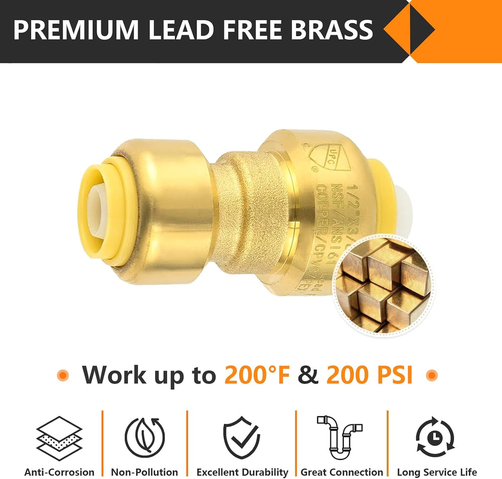 10PC HeSun 1/2" x 3/8" Push to Connect Coupling(PF156-10)