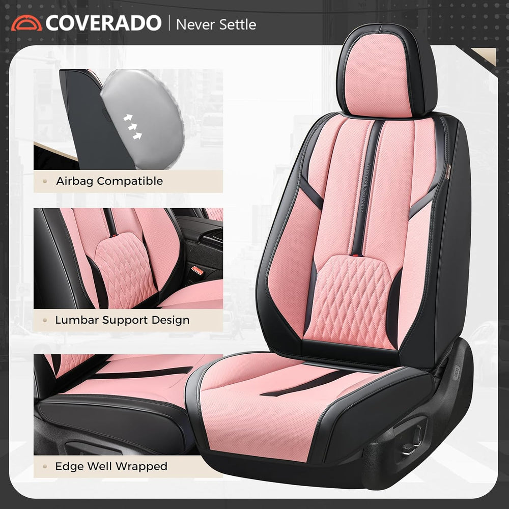 Coverado Seat Covers for Cars, Automotive Seat Covers for Front Seat, Leather...