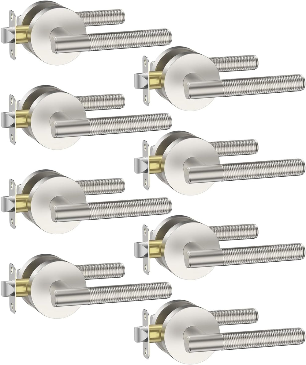 Asidrama 8 Pack Brushed Satin Nickel Passage Interior Door Handles