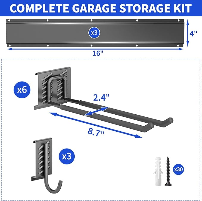 Garage Organization Tool Organizer Wall Mount, 48inch Heavy Duty Garden Tool