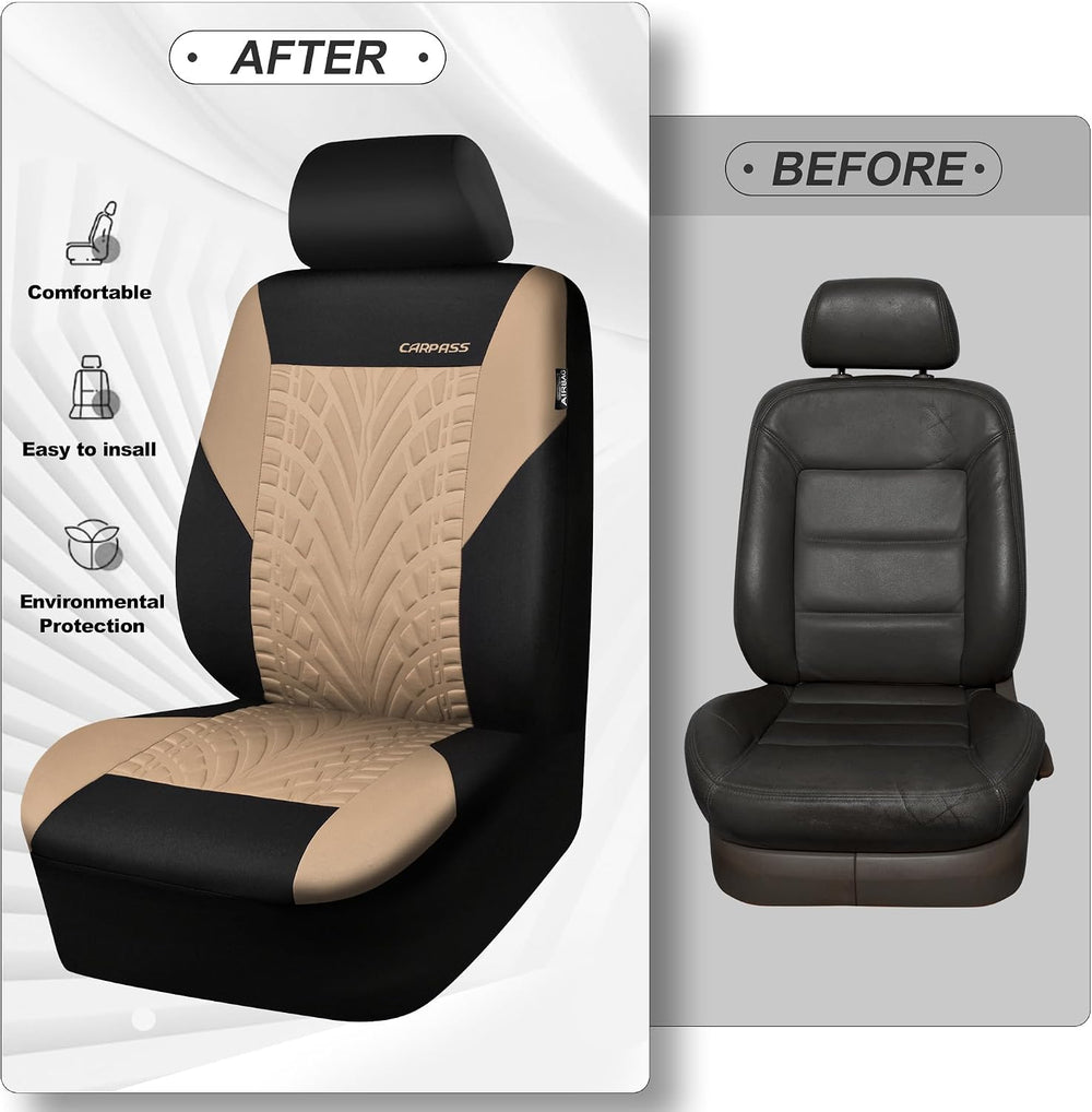 CAR PASS Car Seat Covers Full Sets, Front & Split Rear Bench for Car, 3D ...