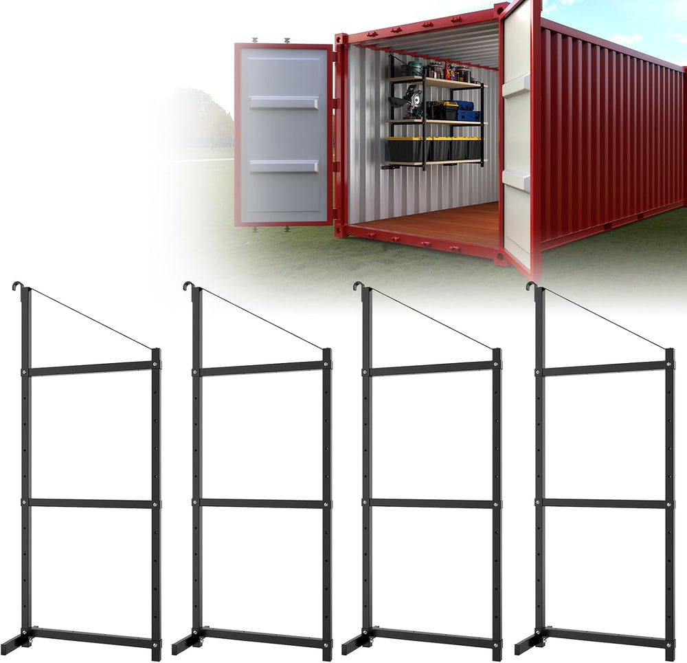 Shipping Container Shelving Bracket Adjustable (4 Pack, Black)