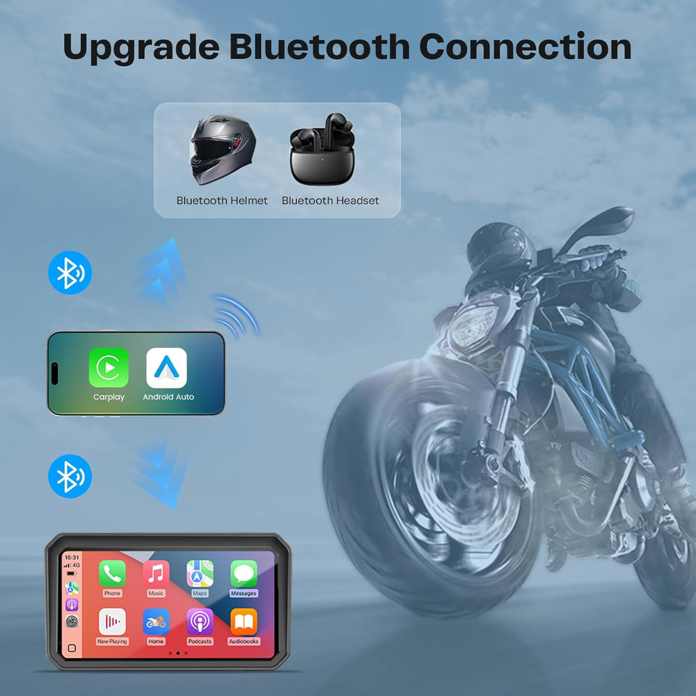 WonVon 6.25 Inch Wireless Motorcycle Carplay GPS Navigation System with Apple...