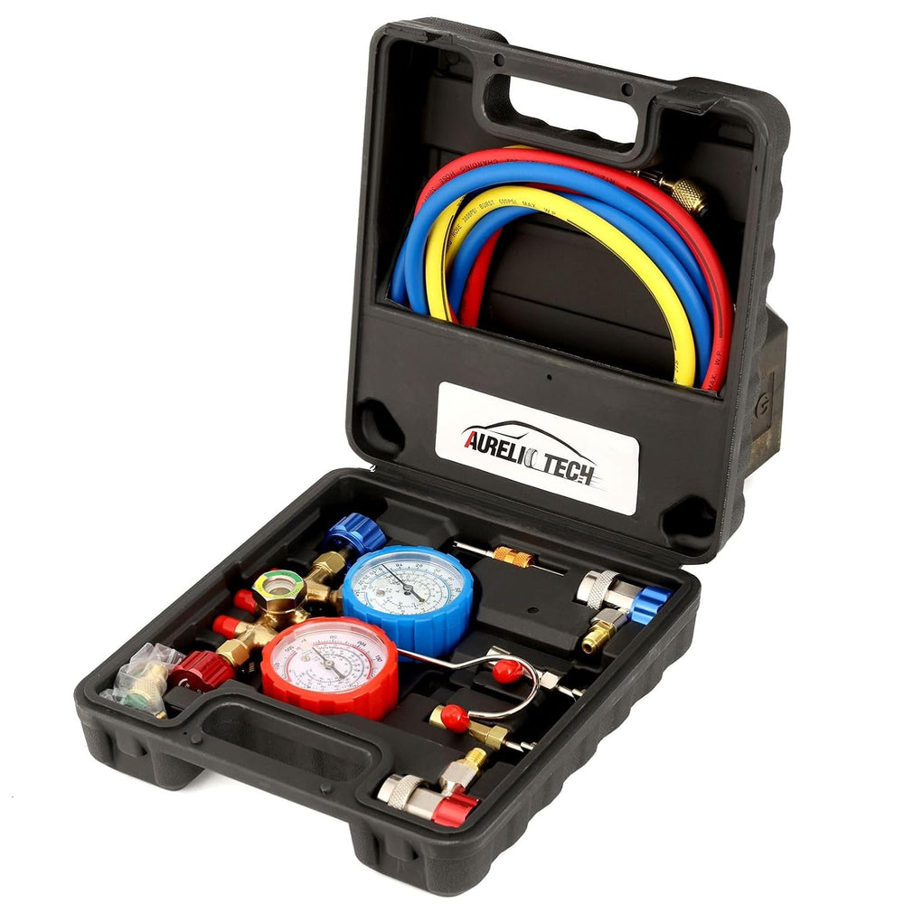3 Way AC Manifold Gauge Set, Fits for R134A R12 R22 and R502 Refrigerants, wi...