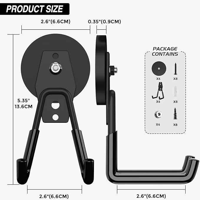4Pcs Heavy Duty Storage Magnetic Utility Hooks Large Garage Strong Extra Magnet