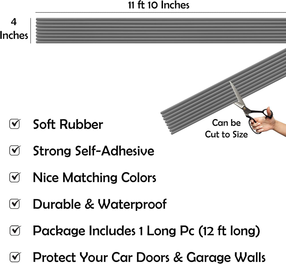 Rubber Bond Garage Wall Protectors - 4in x 12ft Strong Self-Adhesive Rubber B...