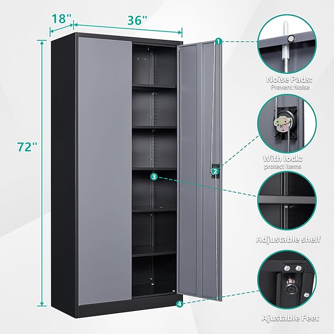 SISESOL Wide & Deep Metal Storage Cabinet