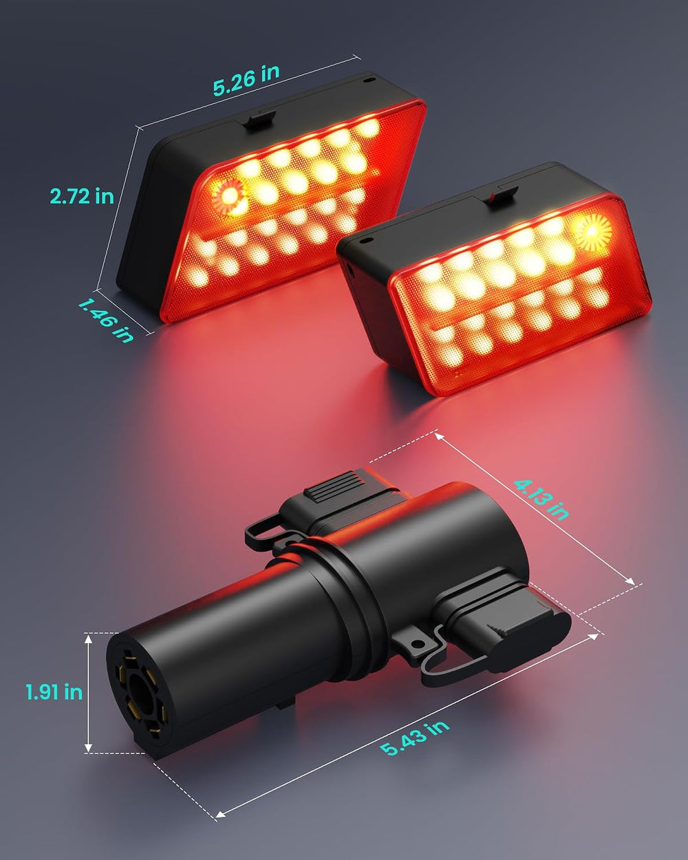 Wireless Trailer Lights, Adhesive Mount Rechargeable LED Tow Light Kit