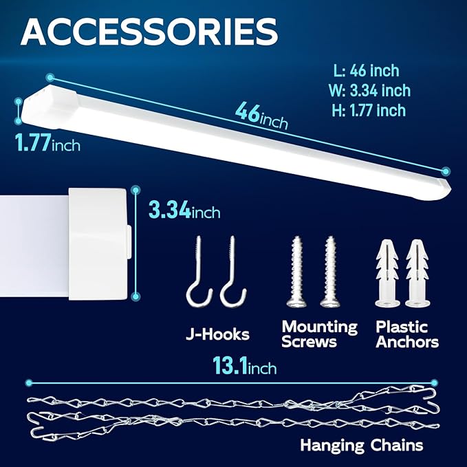 hykolity 4FT 70W LED Shop Light Linkable, 5000K Utility Shop Lights