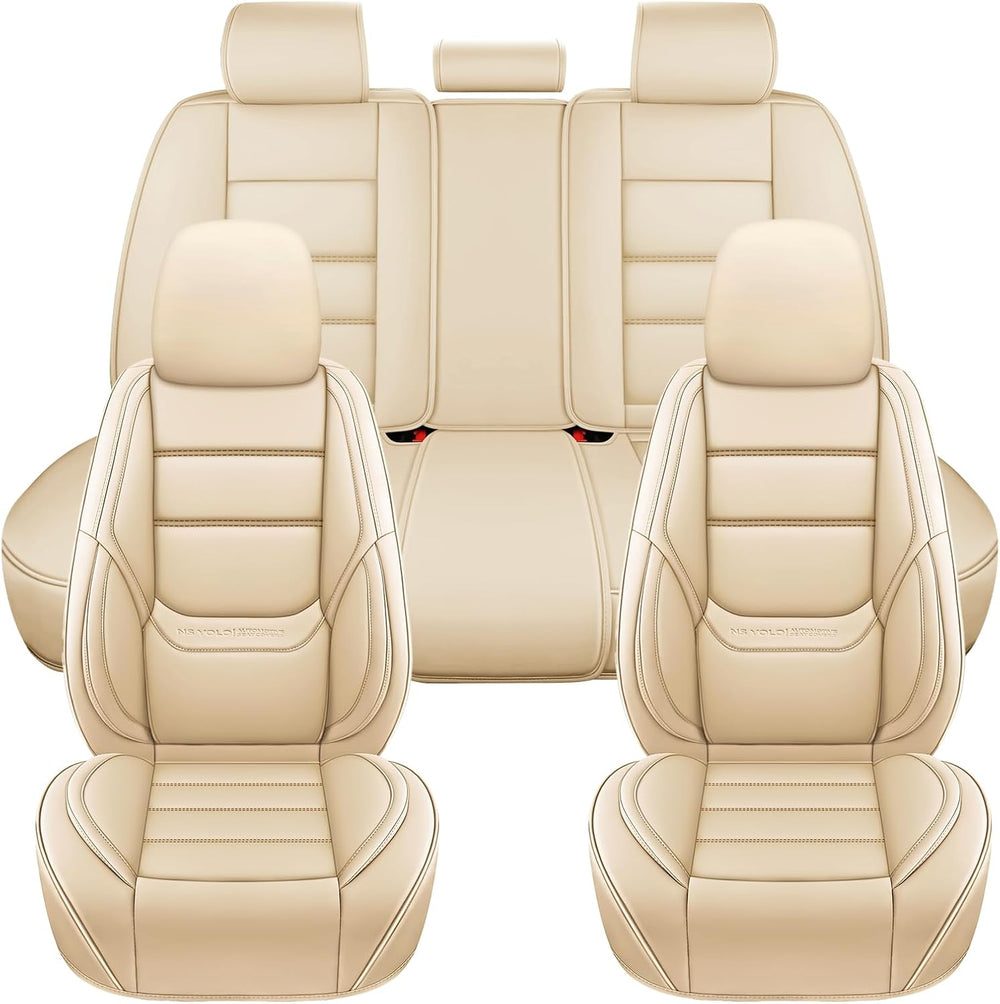 Leather Car Seat Covers Full Set,Universal Fit for Most Cars,SUVs and Sedans,...