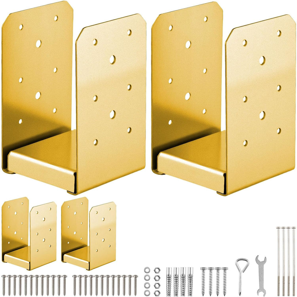 4"x4" Adjustable Post Base, 4Pcs,Golden,Stainless Steel Post Anchor...