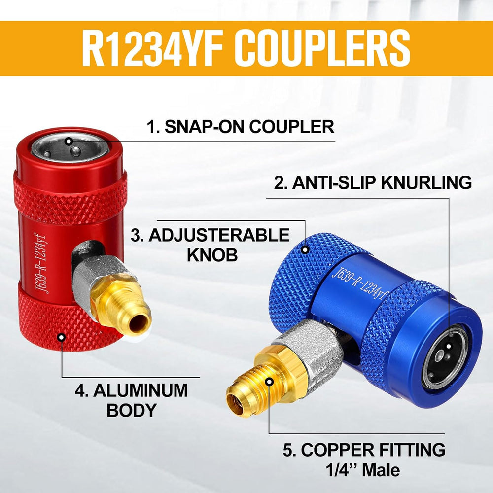 Yaocom 29 Pcs Automotive R1234YF Quick Couplers Kit, AC R1234YF Adapter and S...