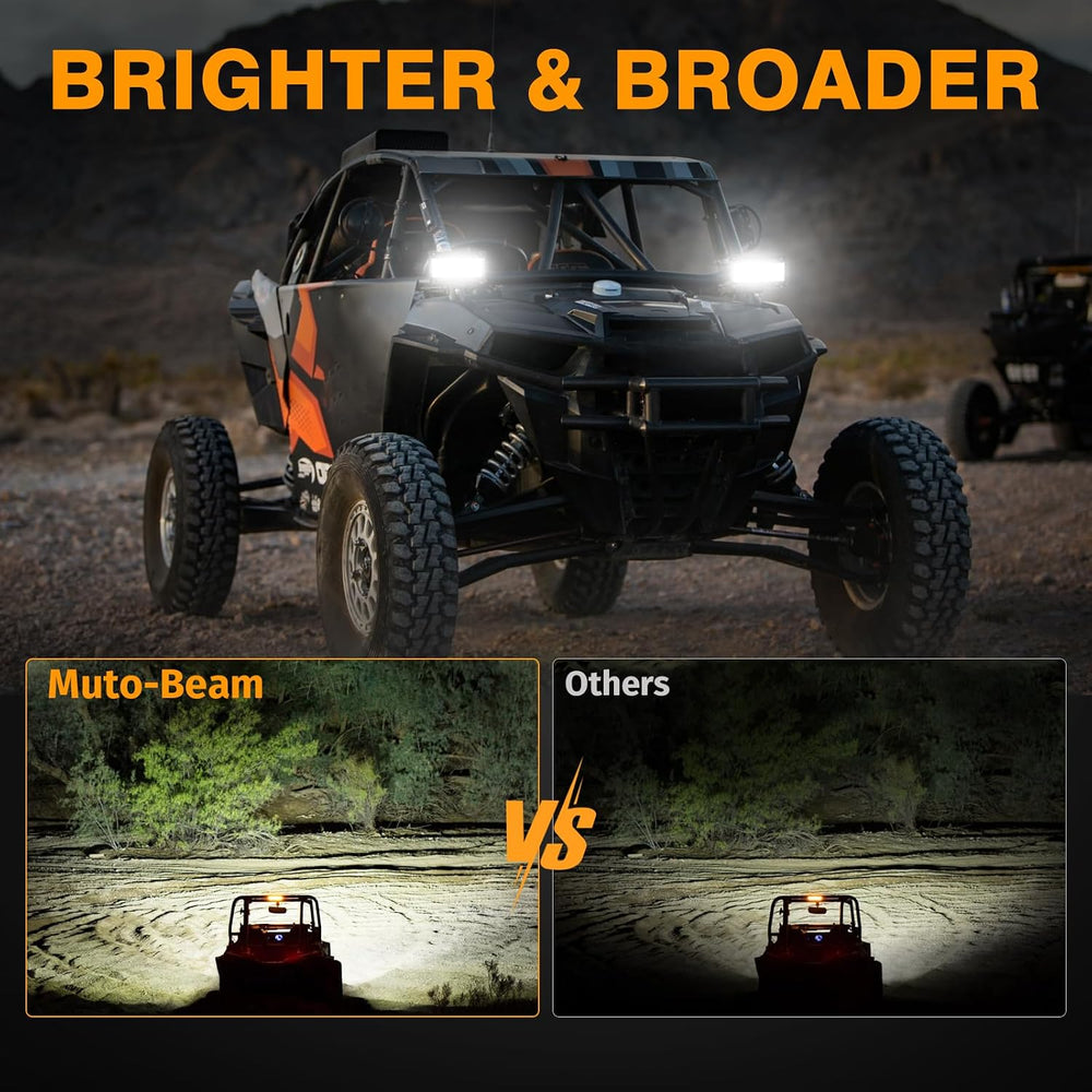 Side Shooter Light Pods, Muto-Beam 2PCS 5Inch Quad Row LED Light Bars Off Roa...