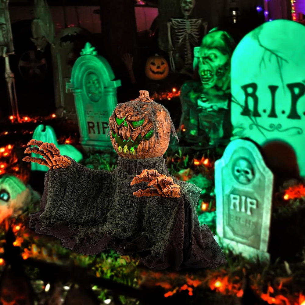 QEQEKAKA Halloween Animatronics Decorations Animated Pumpkin with Sound