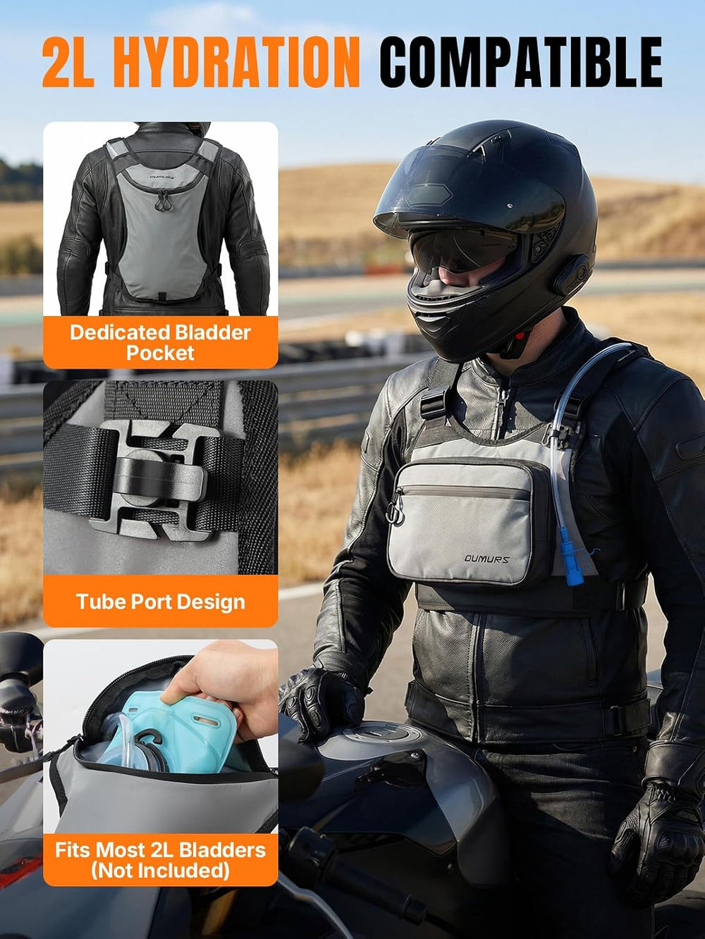 Oumurs Reflective Motorcycle Chest Bag with Quick-Release Buckle for Men &...