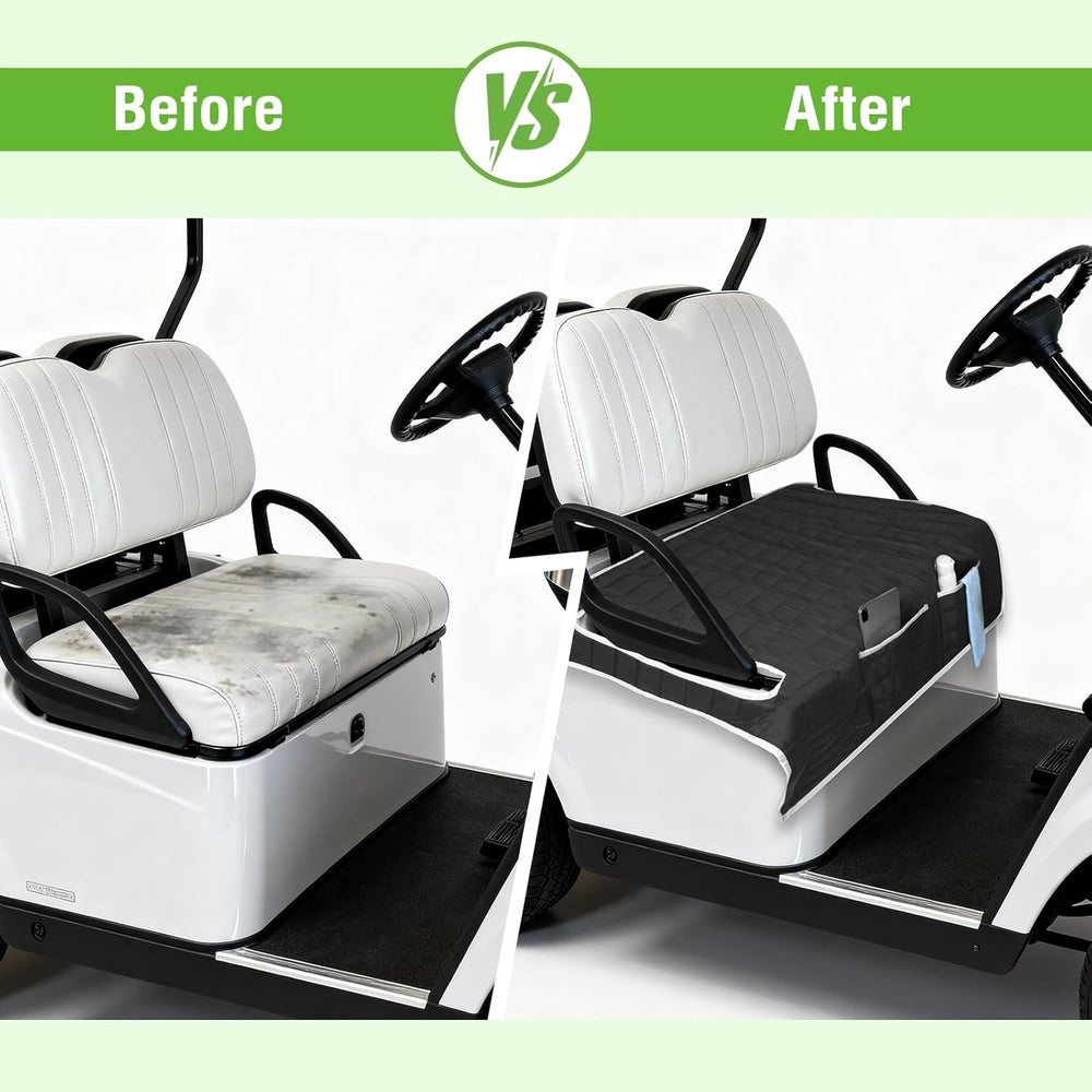 Golf Cart Seat Cover, Universal Bench Seat Cover with Storage Pockets, Non-Sl...