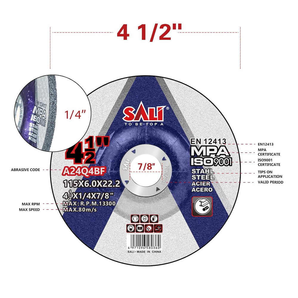 SALI 25 Pack 4-1/2 Inch Grinding Wheels for General Purpose Metal & Stain...