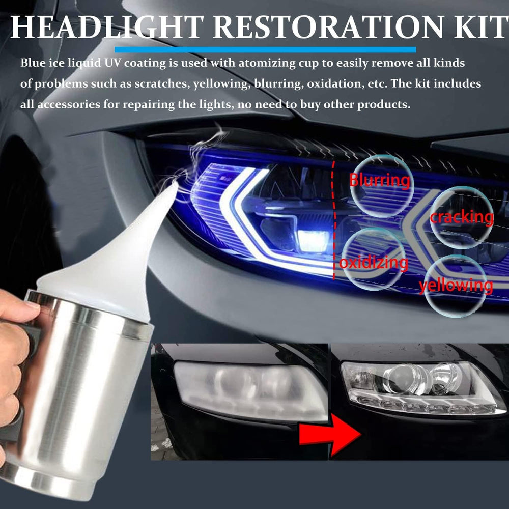 Car Headlight Restoration Kit, Auto Headlight Lens Polish Repair Kit Atomizin...