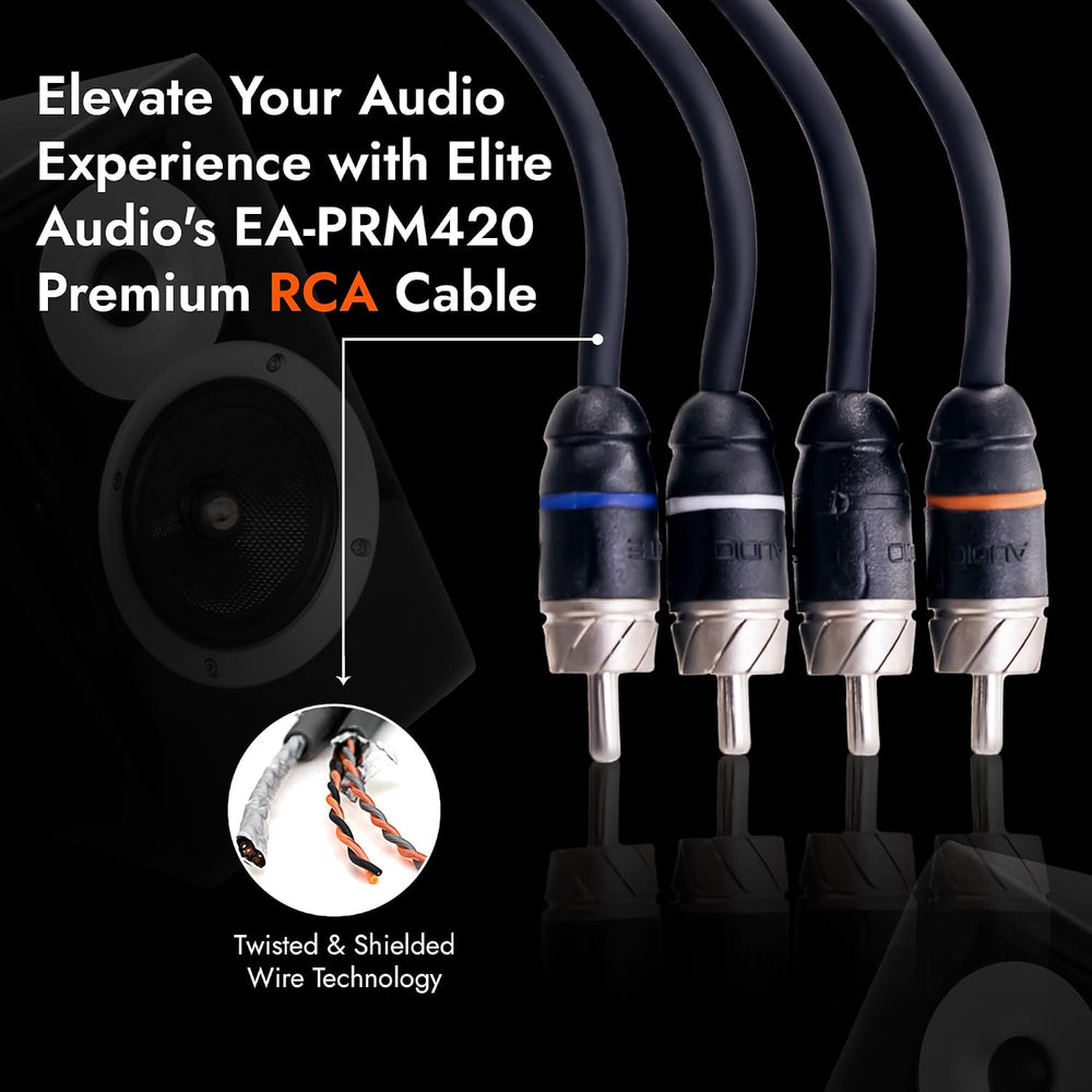 Elite Audio Premium 20ft 4-Channel | RCA Interconnect Cable | OFC |Shielded