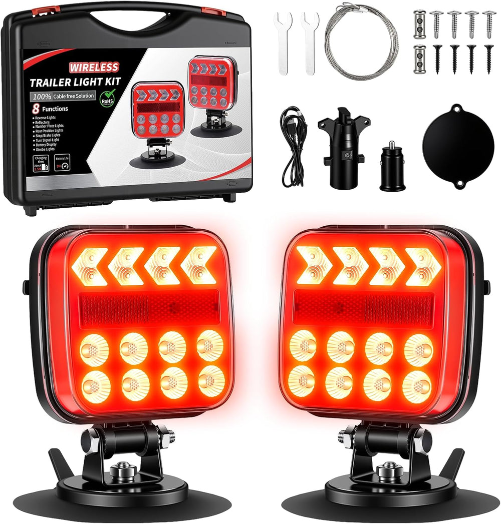 Wireless Trailer Lights - Adjustable Angle Strong Magnetic LED Trailer Light ...
