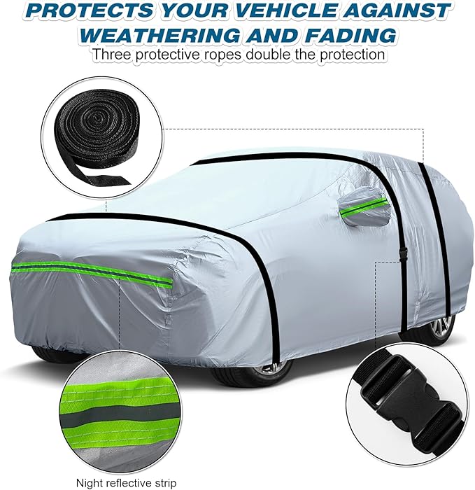 TUCAREST 6-Layers Heavy Outdoor Pickup Full Car Cover Hard Shell Zipper Design
