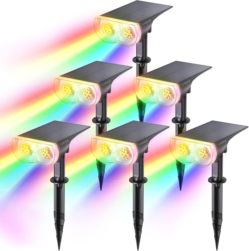 Linkind Halloween Solar Lights Outdoor Spotlight Waterproof RGB 6 Pack