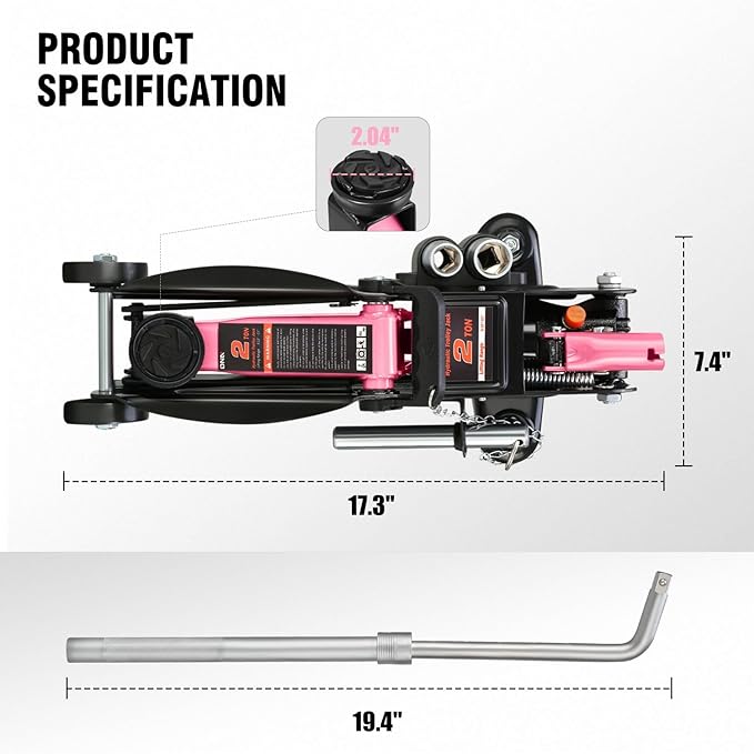DNA MOTORING Floor Jack with Socket and Lock, Low Profile Hydraulic Trolley J...
