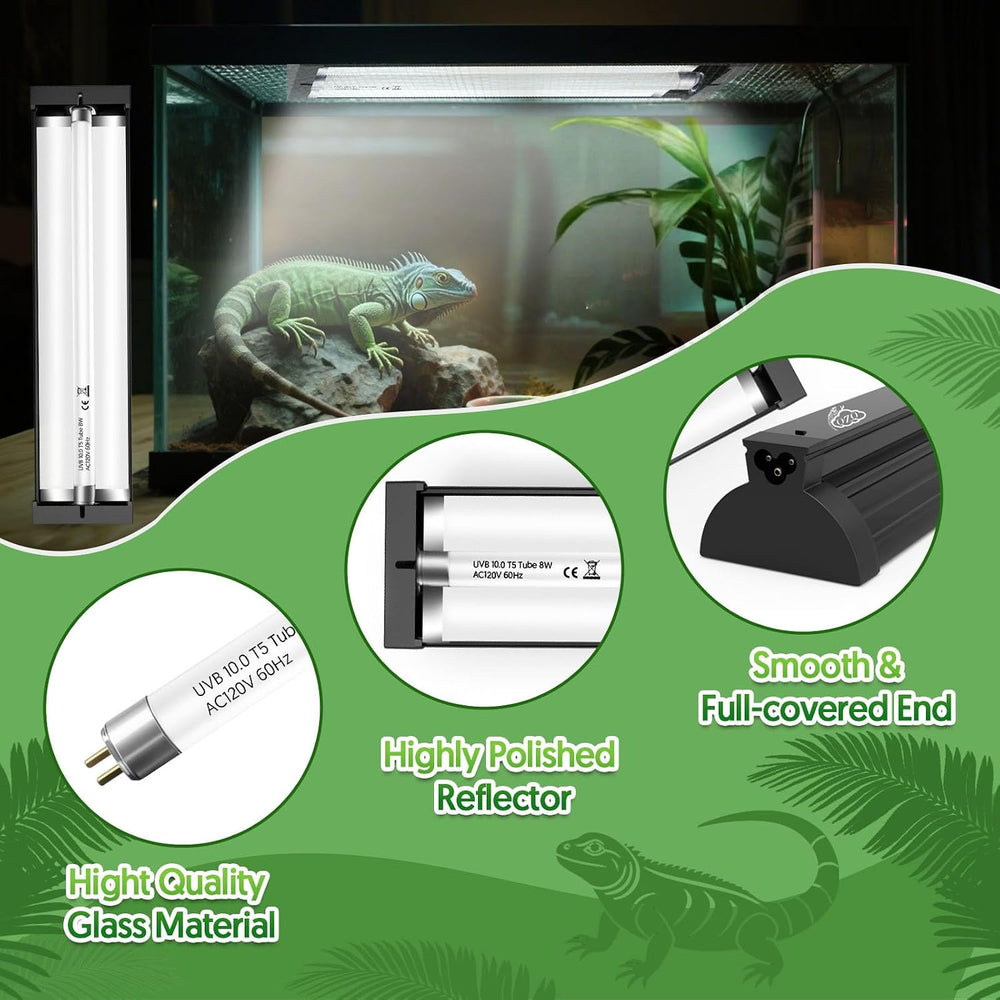 QZQ T5 10.0 UVB Reptile Light Fixture Combo Kit 24W
