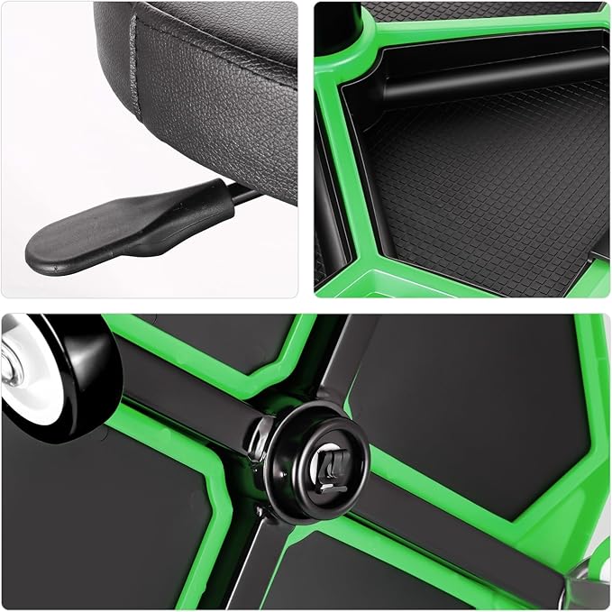 PM PERFORMOTOR Adjustable Height Pneumatic Garage Seat Rolling Mechanic Stool