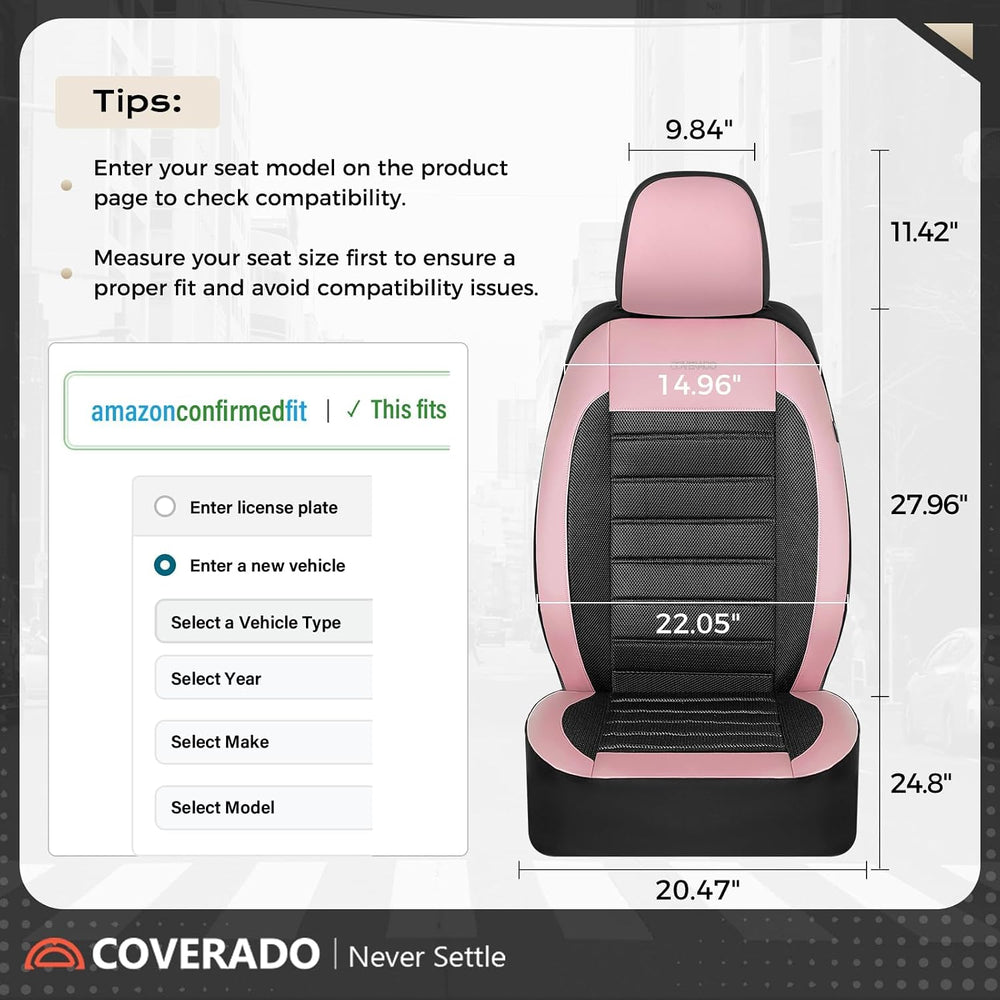 Coverado Car Seat Covers Full Set, Luxury Leather Car Seat Covers, Automotive...