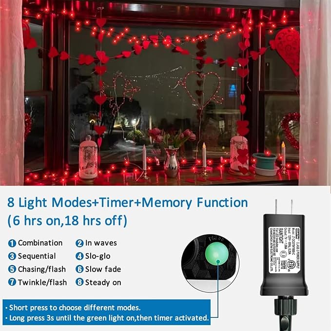 YEGUO 165ft 500 LED Halloween Lights Outdoor Waterproof, Red String Lights Pl...