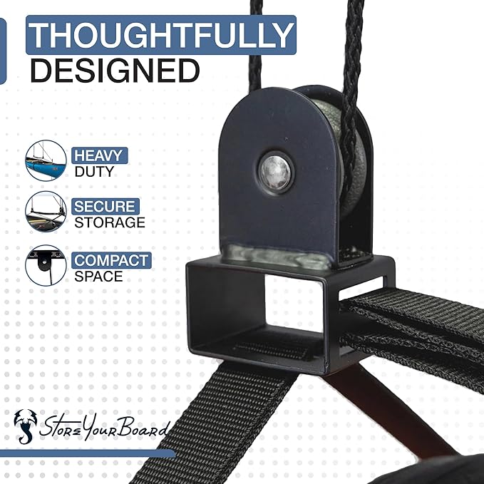 StoreYourBoard Ladder Storage Ceiling Pulley System, Garage Mount Hoist