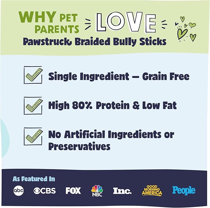Pawstruck Natural 9” Braided Bully Sticks (10 Count)